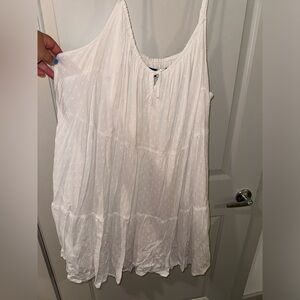 Old Navy Plus Size Tiered ClipDot Mini Swing Dress in White